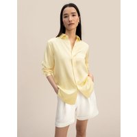 LILYSILK Bluse Seide Damen Gold DE 100% Maulbeerseide Der Klasse 6A Ungefärbte Goldene Naturseide Hautfreundlich Und Atmungsaktiv 34