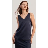 LILYSILK Camisole Seide Dunkel Blau DE 100% Reine Seide Mit V-Ausschnitt Hygroskopisch Spaghettitop 32/34