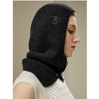 LILYSILK Damen Balaclava Kohlengrau DE 100% Kaschmir Logo Auf Der Rechten Seite Gestickt Einheitsgröße