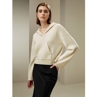 LILYSILK Frauen Kapuzenpullover Für Damen Weiß DE Kängurutasche Gerippte Bündchen Und Säume XS