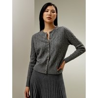 LILYSILK Damen Kaschmir-Cardigan Mittelgrau Deutschland Rundhalsausschnitt Lange Ärmel Sexyness Und Anmutigen Charme XS