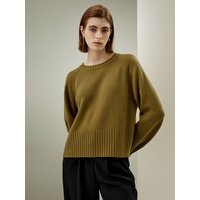 LILYSILK Damen Pullover Damen Avocadogrün DE Rundhalsausschnitt Gerader Saum Entspannte Passform XS