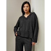 LILYSILK Damen Kordelzug Kapuzenpulli Für Damen Dunkel Grau DE V Ausschnitt Abnehmbare Kapuze Ideal Zum Faulenzen XS