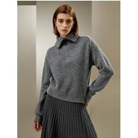 LILYSILK Frauen Pullover Für Damen Gemischt Grau DE 100% Kaschmir Halber Reißverschluss Entspannte Passform Im Winter Als Schichten XS