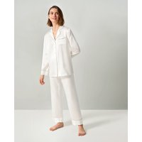 LILYSILK Damen Seide Pyjama Lange Ärmel 100% Maulbeerseide Der Klasse 6A Glatt Natürliches Weiß XL