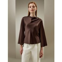 LILYSILK Seidenbluse Damen Dunkler Kaffee Deutschland 22Mm Seide Charmeuse Glockenärmel XS