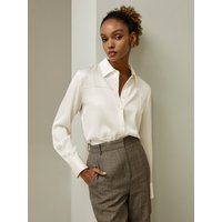 LILYSILK Seidenbluse Damen Papyrusweiß DE Doppelte Seide-Joe 3-D-Biesendesign Minimalistisches Konzept Mit Einzigartigen Details XS