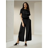 LILYSILK Seidenblusen Für Damen Schwarz DE Abgedeckter Elastischer Bund Locker Geschnitten Und Übergroß Lässiger Stil XS