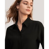 LILYSILK Damen Seidenbluse Schwarz Deutschland Reine Seide Leicht Und Falten Beständig Atmungsaktiv M