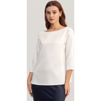 LILYSILK Damen Seidenbluse Weiß Deutschland 100% Reine Seide Pure Farbe Schlicht Und Leicht M