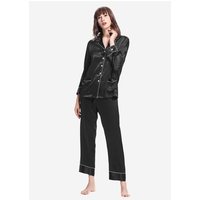 LILYSILK Damen Seidenpyjama Schwarz DE 22 Momme Charmeuse Seide Leicht Und Atmungsaktiv XXL