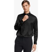 LILYSILK Seiden Hemden Herren Schwarz DE Charmeuse Seide Versteckte Knöpfe Super Weich S