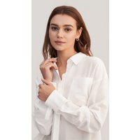 LILYSILK Seiden Bluse Damen Weiß Deutschland 100% Reine Seide Entspannte Passform Hautfreundlich Und Atmungsaktiv XS