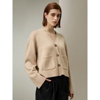 LILYSILK Damen Strickjacke Für Frauen Beige DE Abgesenkte Schulterärmel Entspannte Passform Atmungsaktiv Superleicht XS