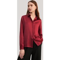 LILYSILK Bluse Seide Damen Rotwein DE 100% Reine Seide Mit Verdeckten Perlmuttknöpfe Hygroskopisch XL