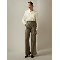 LILYSILK Seiden Hosen Braungrau DE Klassischen Glencheckmuster Slim-Passform Komfort Und Zeitlose Eleganz 36