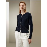 LILYSILK Kaschmir-Cardigan Damen Dunkel Blau DE Normale Passform Rundhalsausschnitt Komfort Und Einzigartigkeit XS