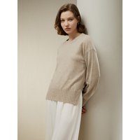 LILYSILK Kaschmir Pullover Damen 100% Kaschmir Ultraweich Und Hautfreundlich Gemütlich & Bequem Beige M Deutschland