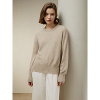 LILYSILK Kaschmirpullover Damen 100% Kaschmir Mit Rundhalsausschnitt Leicht Und Weich Beige L Deutschland