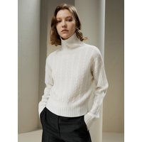 LILYSILK Kaschmirpullover Damen 100% Kaschmir Mit Zopfmuster Gemütlich & Bequem Weiß L Deutschland