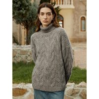 LILYSILK Kaschmirpullover Damen Kamelgrau Deutschland 100% Kaschmir Eine Kuschelige Zopfstrickstruktur Gerippte Bündchen Und Saum M