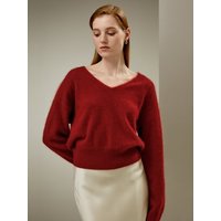 LILYSILK Frauen Pullover Rot DE 3D-Strickmuster 3D-Strickmuster Rundhalsausschnitt XS