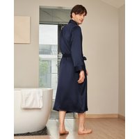 LILYSILK Morgenmantel Seide Herren Dunkel Blau Deutschland Charmeuse Seide Praktische Taschen Umweltfreundlich Und Ungiftig XS