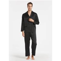 LILYSILK Seidenpyjama Schwarz DE 22 Momme Charmeuse Seide Glänzend Glatt Weich Reine Seide XS