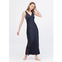 LILYSILK Nachtkleid Seide Dunkel Blau Deutschland Charmeuse Seide Voller Länge Weich Und Gemütlich XS