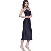 LILYSILK Nachthemd Seide Sale Dunkel Blau Deutschland Charmeuse Seide Wunderschöne Schnitt Atmungsaktiv XS