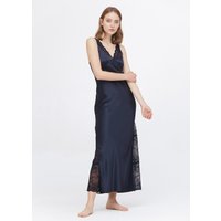 LILYSILK Nachthemden Seide Damen Dunkel Blau DE Reine Seide Spitzenausschnitt Schlicht Und Leicht XL