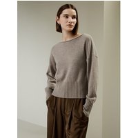 LILYSILK Damen Wollpullover Kamel Deutschland Lockere Und Bequeme Geflochtener Kragen Gemütlichkeit Und Raffinesse S