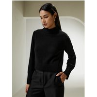 LILYSILK Woll Pullover Damen Schwarz Deutschland 70% Wolle Und 30% Kaschmir Halbhoher Kragen Ultimativen Komfort S