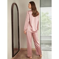 LILYSILK Pyjama Damen Seide Altrosa DE 100% Seide Elastische Taille Weich Und Gemütlich L