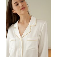 LILYSILK Pyjama Damen Seide Weiß DE Charmeuse Seide Glänzend Leicht Und Weich S