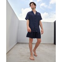 LILYSILK Pyjama Herren Seide Dunkel Blau Deutschland Charmeuse Seide Klassischen Leicht Und Atmungsaktiv L