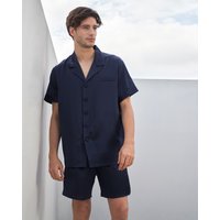 LILYSILK Pyjama Herren Seide Dunkel Blau Deutschland Charmeuse Seide Kurzarm Atmungsaktiv Superleicht M