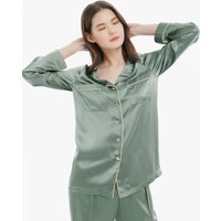 LILYSILK Pyjama Seide Damen Avocadogrün Deutschland 100% Grade 6A Maulbeerseide Hochwertiger Seide Gefertigt Leicht Und Weich M