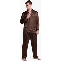 LILYSILK Pyjama Seide Dunkelbraun DE 22 Momme Charmeuse Seide Temperatu-Rregulierung M