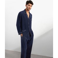 LILYSILK Pyjama Seide Herren Dunkel Blau Deutschland 100% Reine Seide Entspannte Passform Leicht Und Weich S