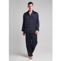 LILYSILK Pyjama Seide Herren Dunkel Blau Deutschland 100% Reine Seide Passende Hosen In Voller Länge Hautfreundlich Und Atmungsaktiv XS