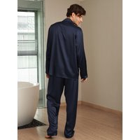 LILYSILK Pyjama Seide Herren Dunkel Blau Deutschland 100% Seide Lange Ärmel Weich Und Gemütlich XS