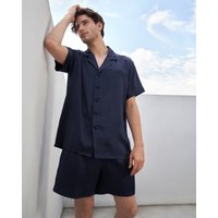 LILYSILK Pyjama Seide Herren Dunkel Blau Deutschland 100% Seide Zweiteiliges Pyjama-Set Weich Und Gemütlich XL