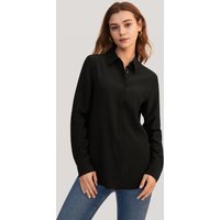 LILYSILK Seide Hemd Damen Schwarz Deutschland 100% Seide Klasse 6A Basic Perfekt Für Jeden Anlass XL