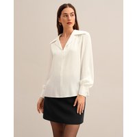 LILYSILK Seide Hemd Damen Weiß DE Deep V-Ausschnitt Pullover Perfekt Für Jeden Anlass S