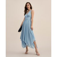 LILYSILK Kleid Seide Hell Blau Deutschland V-Ausschnitt Schlanke Passform Leicht Und Atmungsaktiv 36