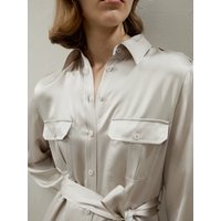 LILYSILK Seide Midi-Hemdkleid Im Trenchcoat-Stil 100% Maulbeerseide Der Klasse 6A Hautfreundlich Und Atmungsaktiv Pastellgrau XS Deutschland