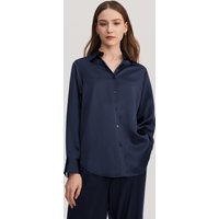 LILYSILK Seidenpyjama Damen Dunkel Blau DE Charmeuse Seide Trendiger Neutraler Stil Hautfreundlich Und Atmungsaktiv XS