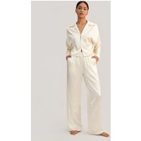 LILYSILK Seide Pyjama Damen Lilienweiß Charmeuse Seide Lockere Passform Hautfreundlich Und Atmungsaktiv XS