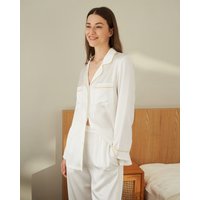 LILYSILK Seide Pyjama Damen Weiß Deutschland 100% Grade 6A Maulbeerseide Elastische Taille Hygroskopisch XS